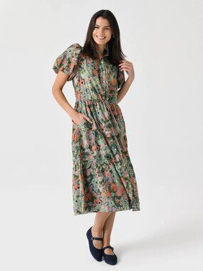 Trovata green floral Hildie dress, size XS